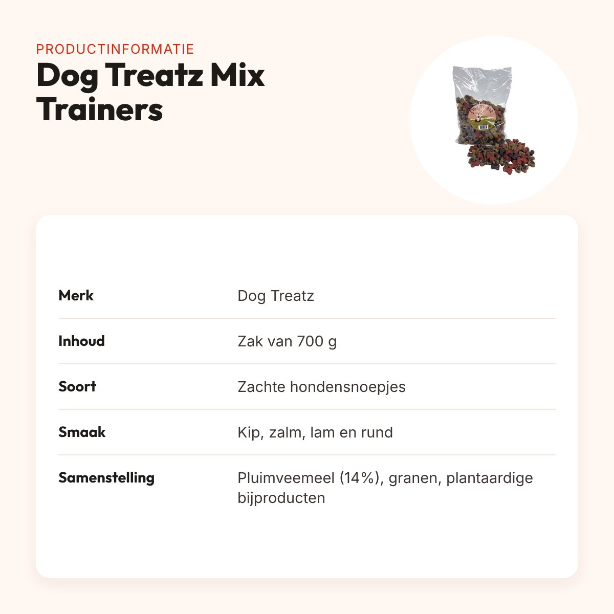 Dog Treatz Mix Trainers zachte hondensnoepjes 700 g – productinformatie