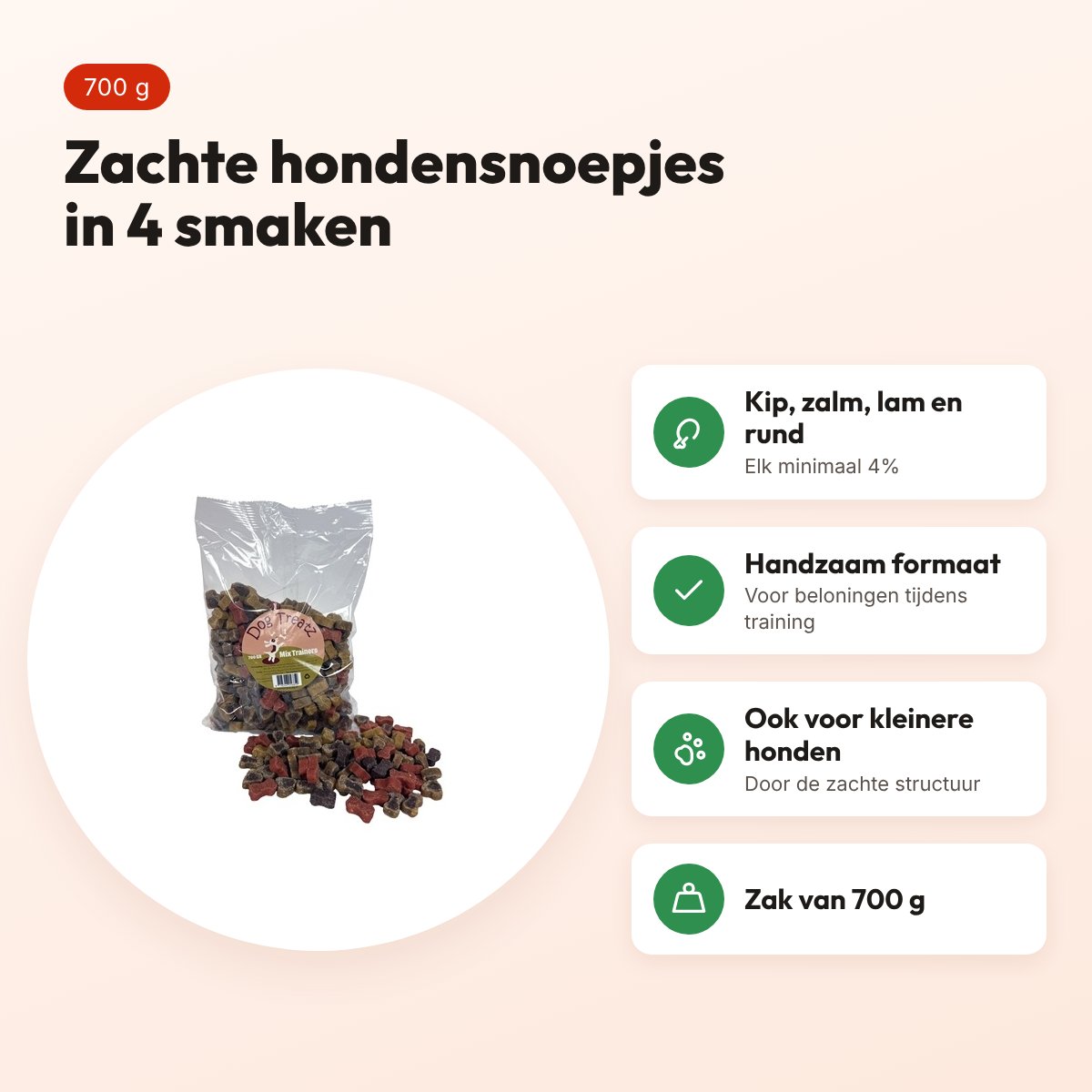 Dog Treatz Mix Trainers zachte hondensnoepjes 700 g – voordelen