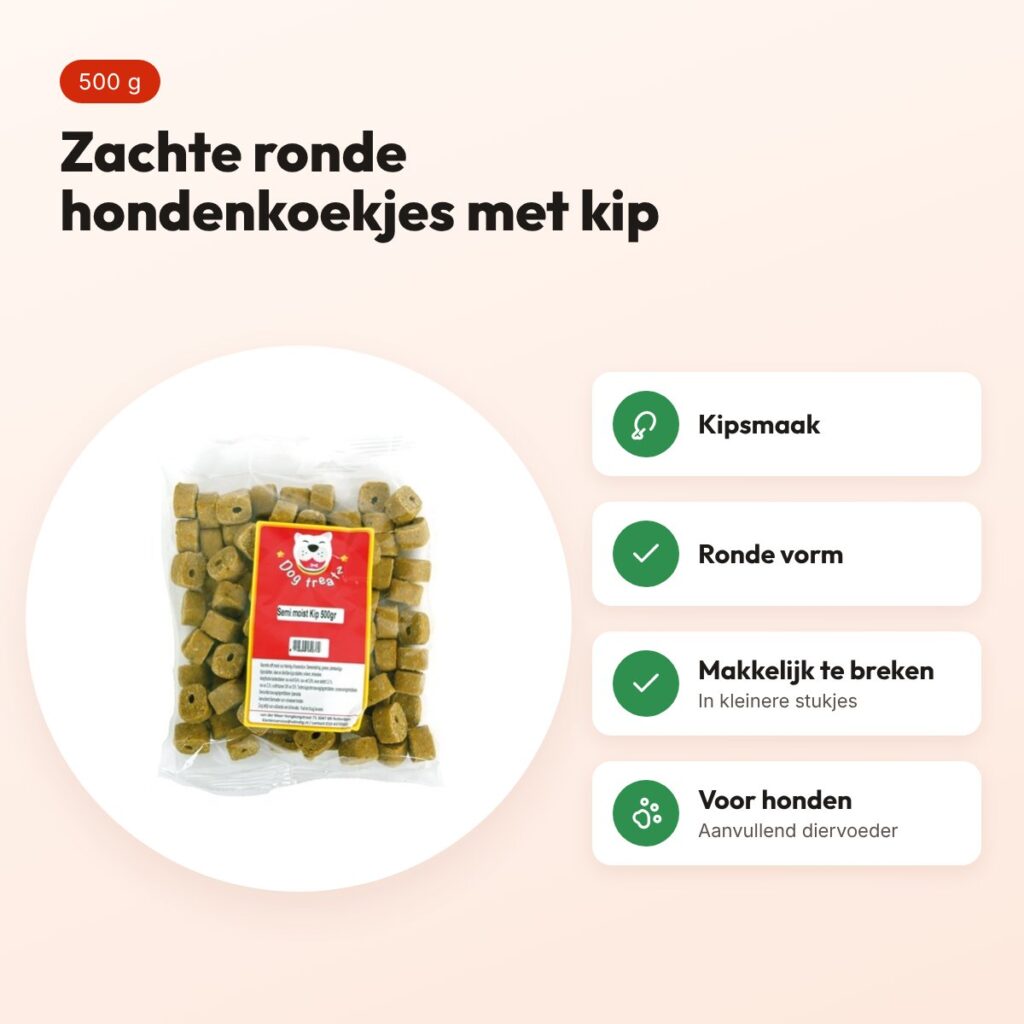 Dog Treatz Semi Moist kip 500 g – zachte, ronde hondenkoekjes – voordelen