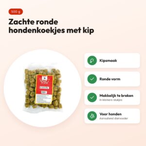 Dog Treatz Semi Moist kip 500 g – zachte, ronde hondenkoekjes – voordelen