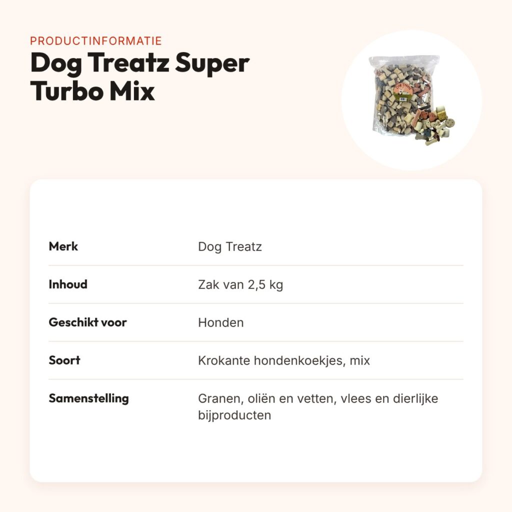 Dog Treatz Super Turbo Mix 2,5 kg – krokante hondenkoekjes – productinformatie