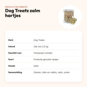 Dog Treatz zalm hartjes 2,5 kg – krokante hartjes gevuld met zalm – productinformatie