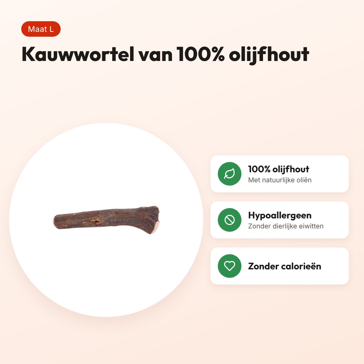Dog Woodzzz kauwwortel olijfhout L – hypoallergeen, 100% olijfhout – voordelen