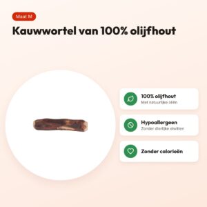 Dog Woodzzz kauwwortel olijfhout M – hypoallergeen, 100% olijfhout – voordelen