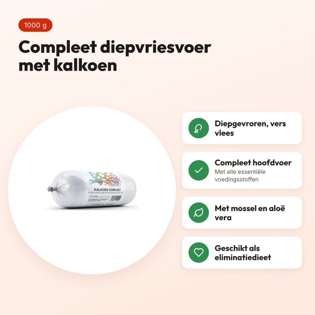 Dogs Perfect kalkoen compleet hondenvoer 1000 g – diepgevroren – voordelen