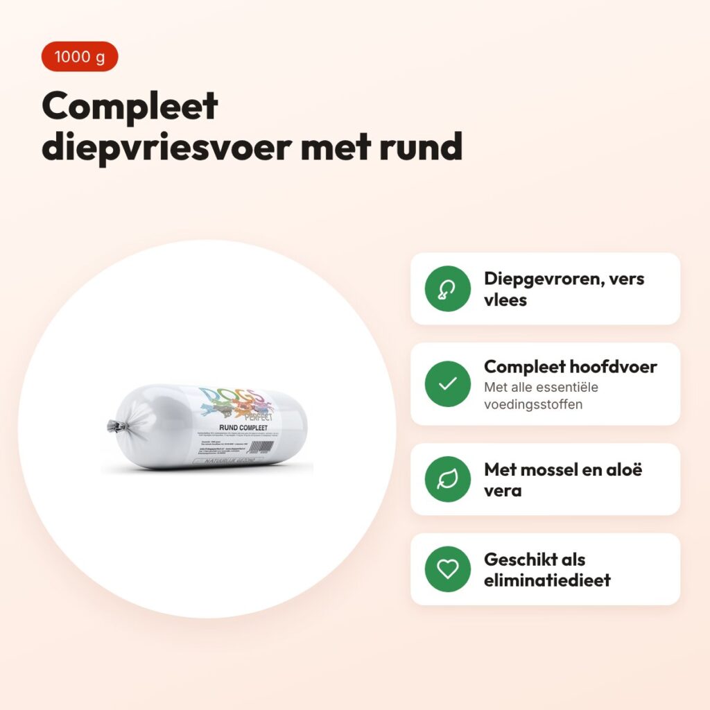Dogs Perfect rund compleet hondenvoer 1000 g – diepgevroren – voordelen