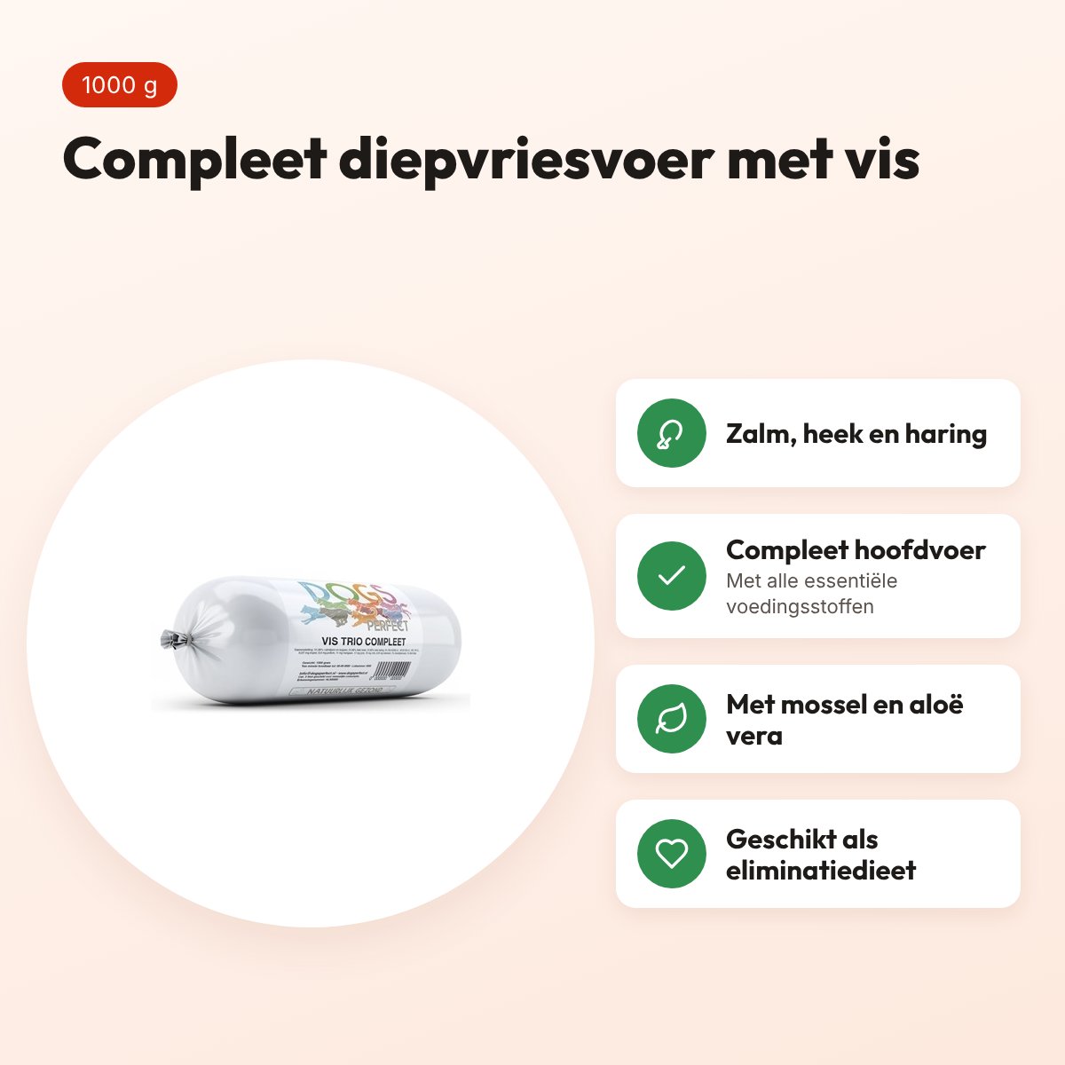 Dogs Perfect Vis Trio compleet hondenvoer 1000 g – diepgevroren – voordelen
