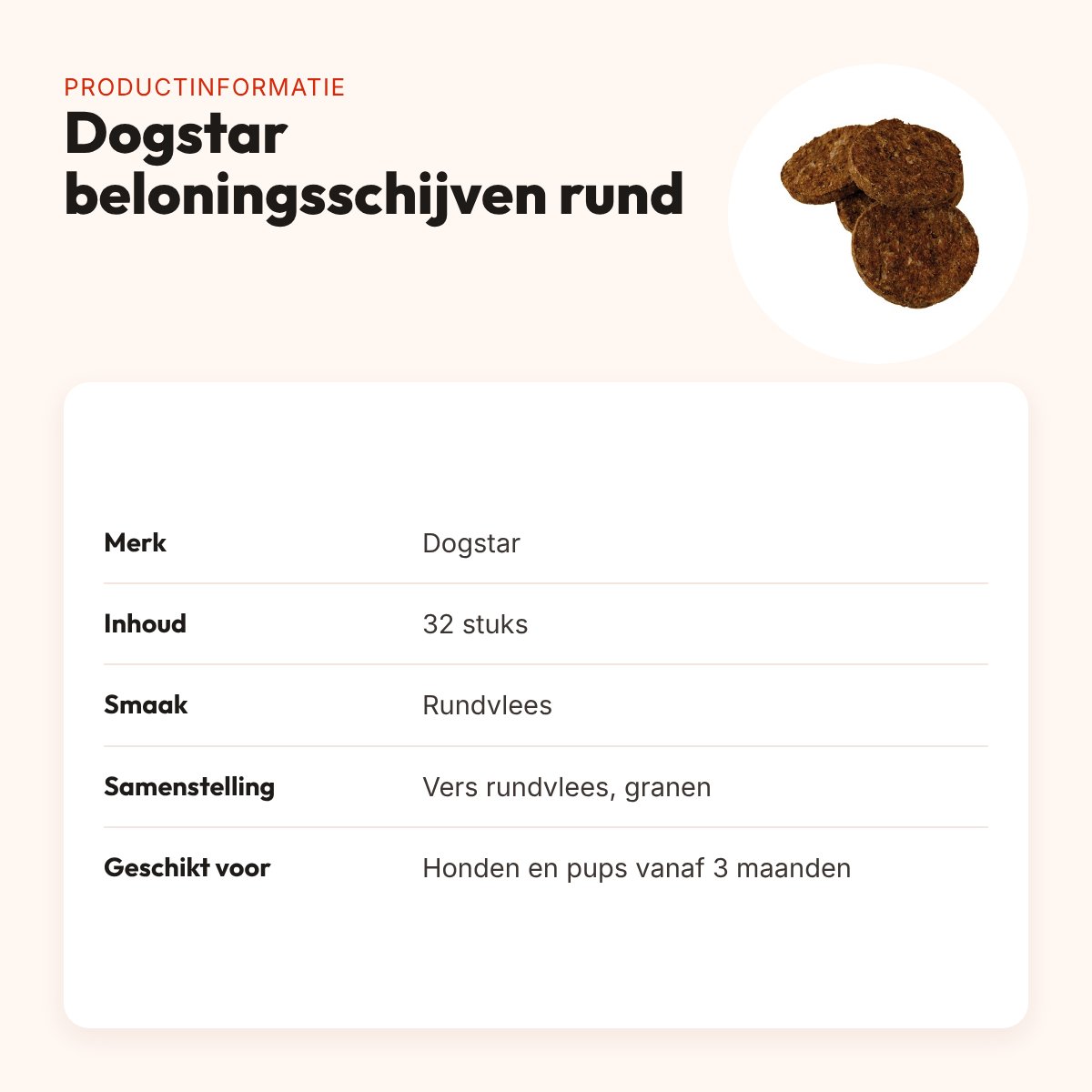Dogstar beloningsschijven rundvlees 32 stuks – productinformatie