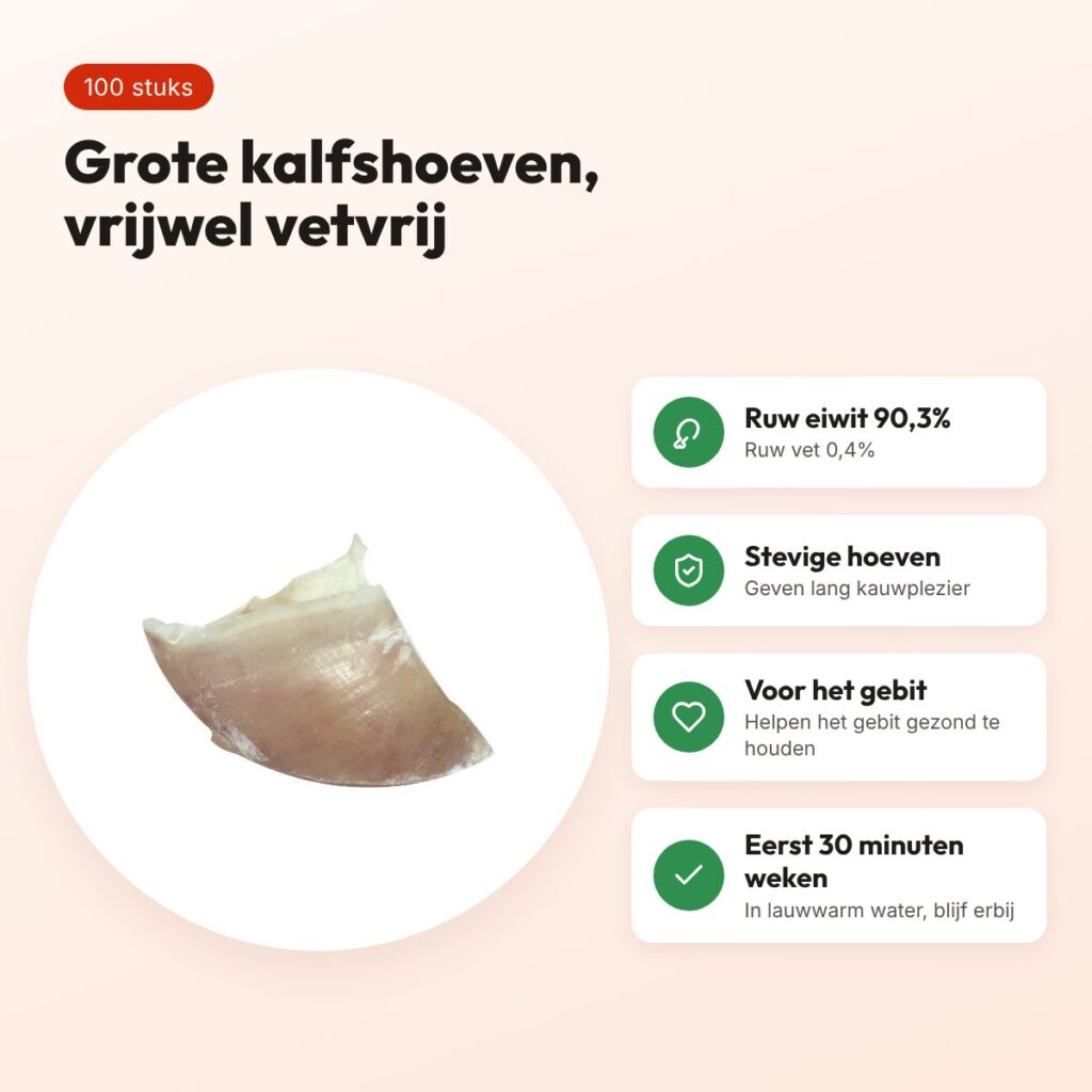 Dogstar kalfshoeven groot 100 stuks – vrijwel vetvrij – voordelen