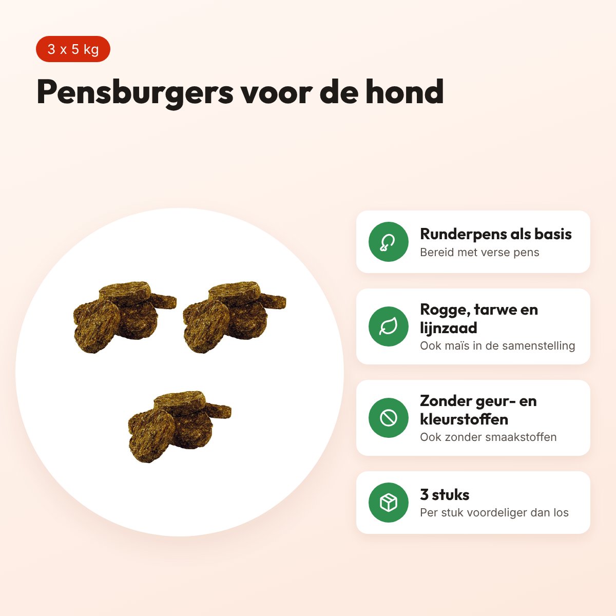 Dogstar pensburgers hondensnack 5 kg – multipack 3 stuks – voordelen