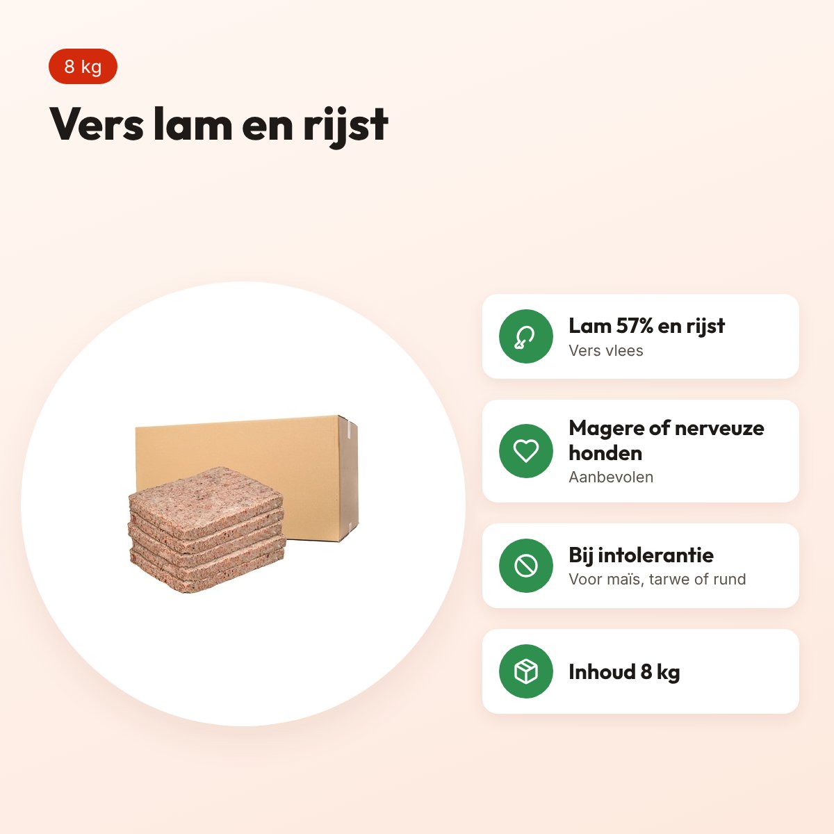 Duck lam en rijst compleet Breeder hondenvoer 8 kg – vers vlees – voordelen