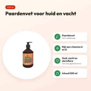 Duo Dog vet supplement 500 ml – paardenvet voor huid en vacht – voordelen