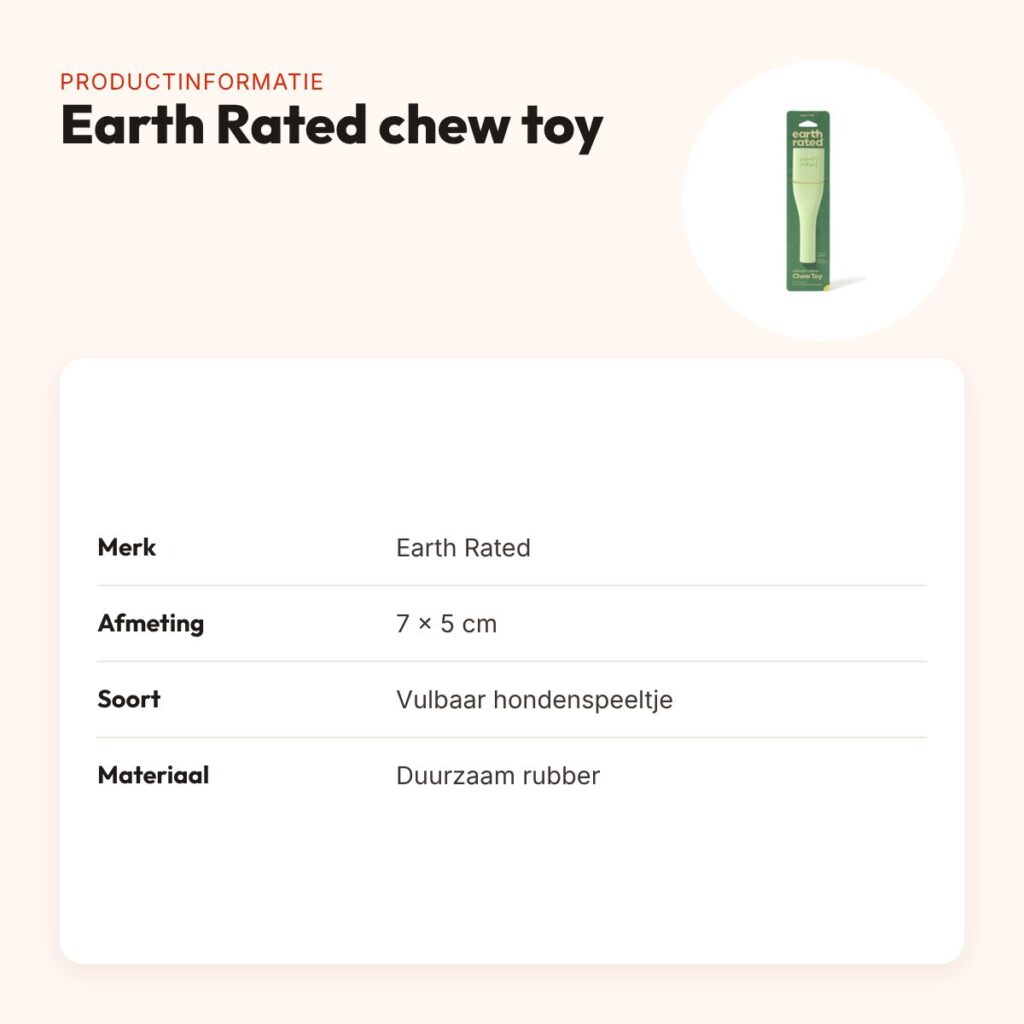 Earth Rated chew toy 7 x 5 cm – vulbaar rubber hondenspeeltje – productinformatie