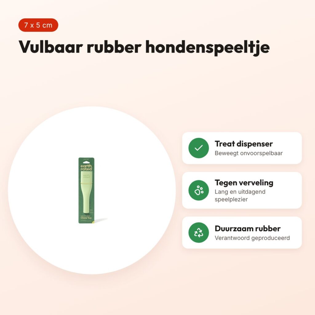 Earth Rated chew toy 7 x 5 cm – vulbaar rubber hondenspeeltje – voordelen
