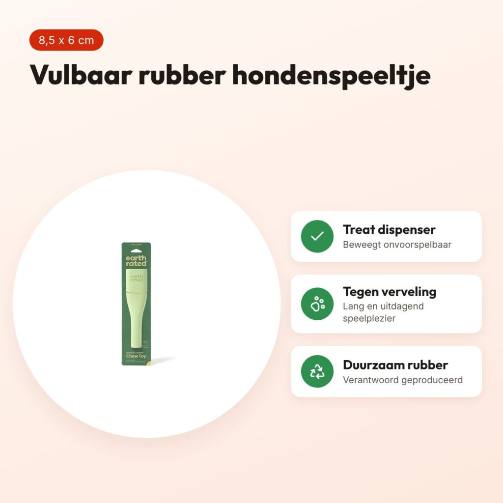 Earth Rated chew toy 8,5 x 6 cm – vulbaar rubber hondenspeeltje – voordelen
