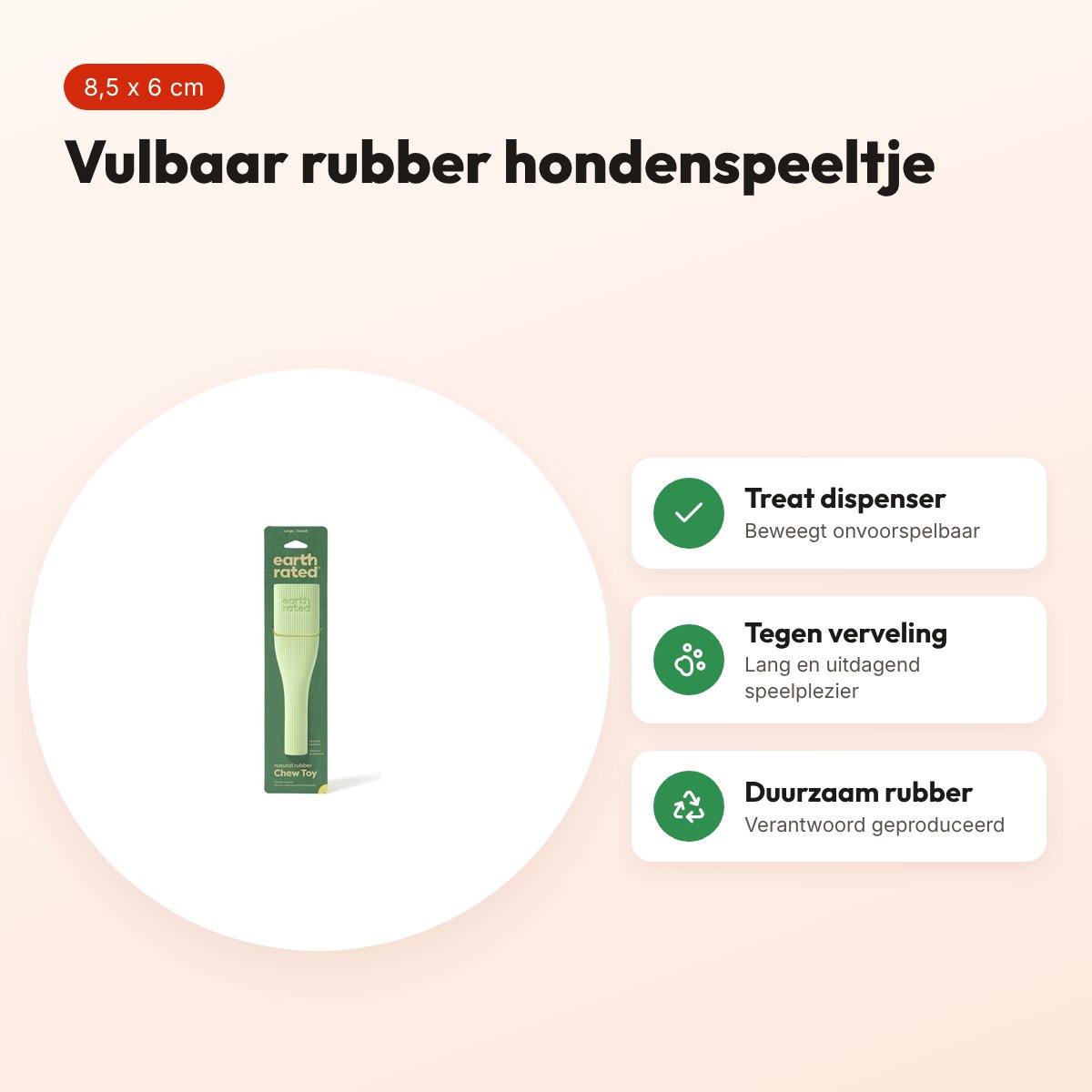 Earth Rated chew toy 8,5 x 6 cm – vulbaar rubber hondenspeeltje – voordelen