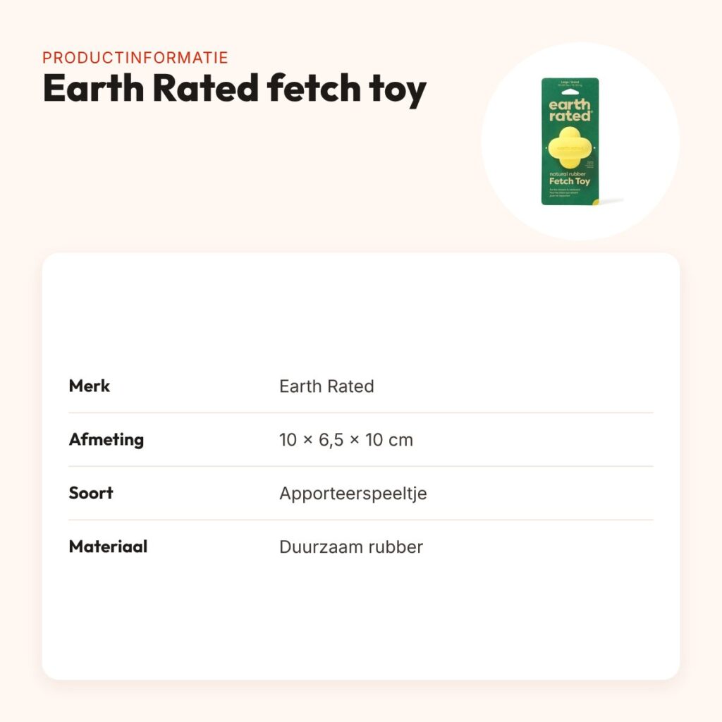 Earth Rated fetch toy 10 x 6,5 x 10 cm – rubber hondenspeeltje – productinformatie