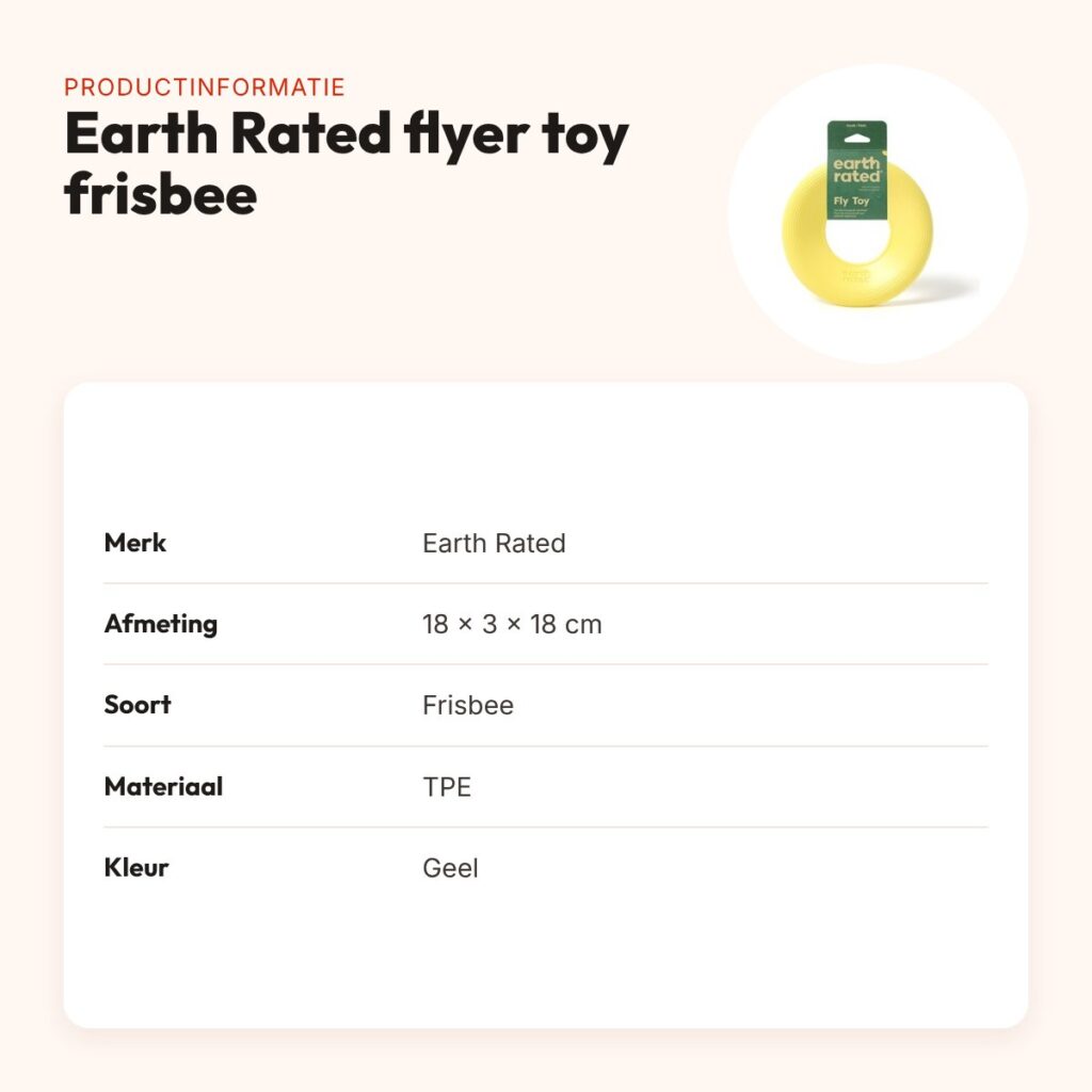 Earth Rated flyer toy frisbee 18 x 3 x 18 cm – geel, TPE – productinformatie