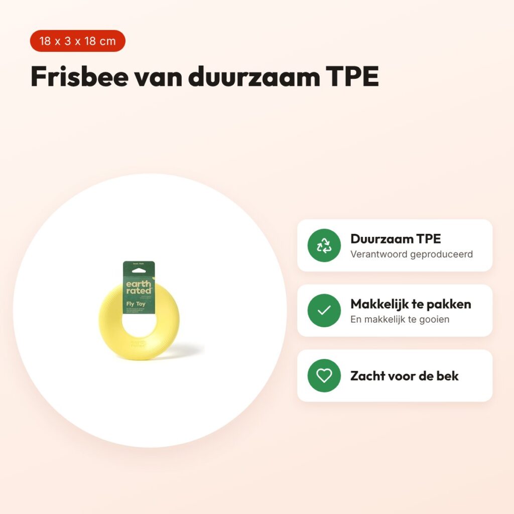 Earth Rated flyer toy frisbee 18 x 3 x 18 cm – geel, TPE – voordelen