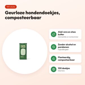 Earth Rated hondendoekjes geurloos 100 stuks – composteerbaar – voordelen