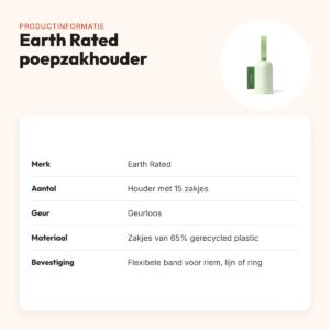 Earth Rated poepzakhouder geurloos met 15 poepzakjes – gerecycled – productinformatie