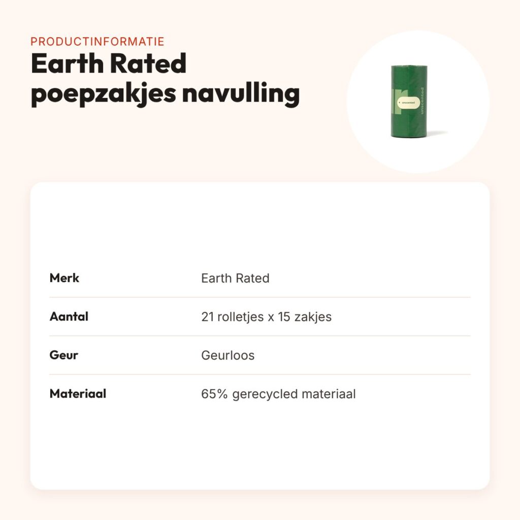 Earth Rated poepzakjes geurloos 21 rollen van 15 – navulling display – productinformatie