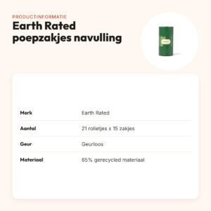 Earth Rated poepzakjes geurloos 21 rollen van 15 – navulling display – productinformatie