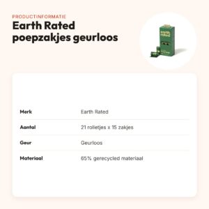 Earth Rated poepzakjes geurloos 21 x 15 stuks – gerecycled, lek-proof – productinformatie