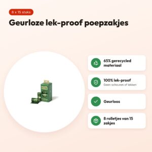 Earth Rated poepzakjes geurloos 8 x 15 stuks – gerecycled, lek-proof – voordelen