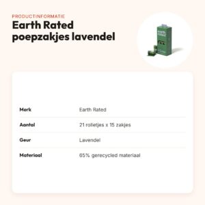 Earth Rated poepzakjes lavendel 21 x 15 stuks – gerecycled, lek-proof – productinformatie