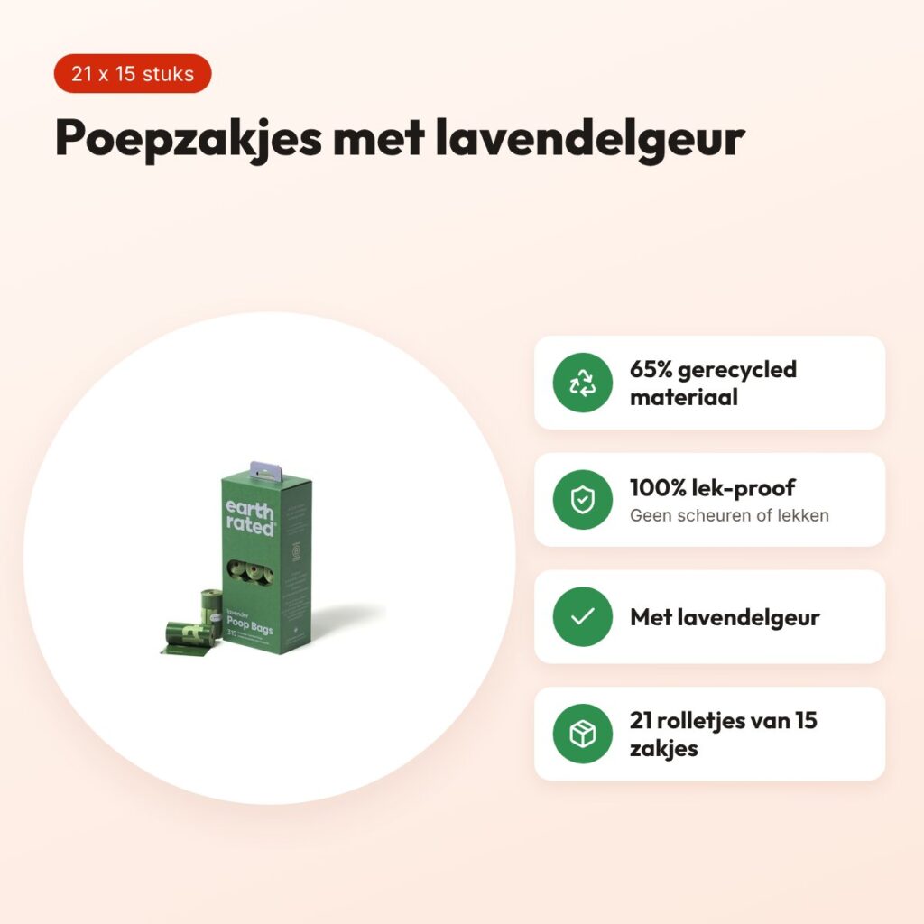 Earth Rated poepzakjes lavendel 21 x 15 stuks – gerecycled, lek-proof – voordelen