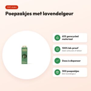 Earth Rated poepzakjes lavendel 300 stuks – 65% gerecycled – voordelen
