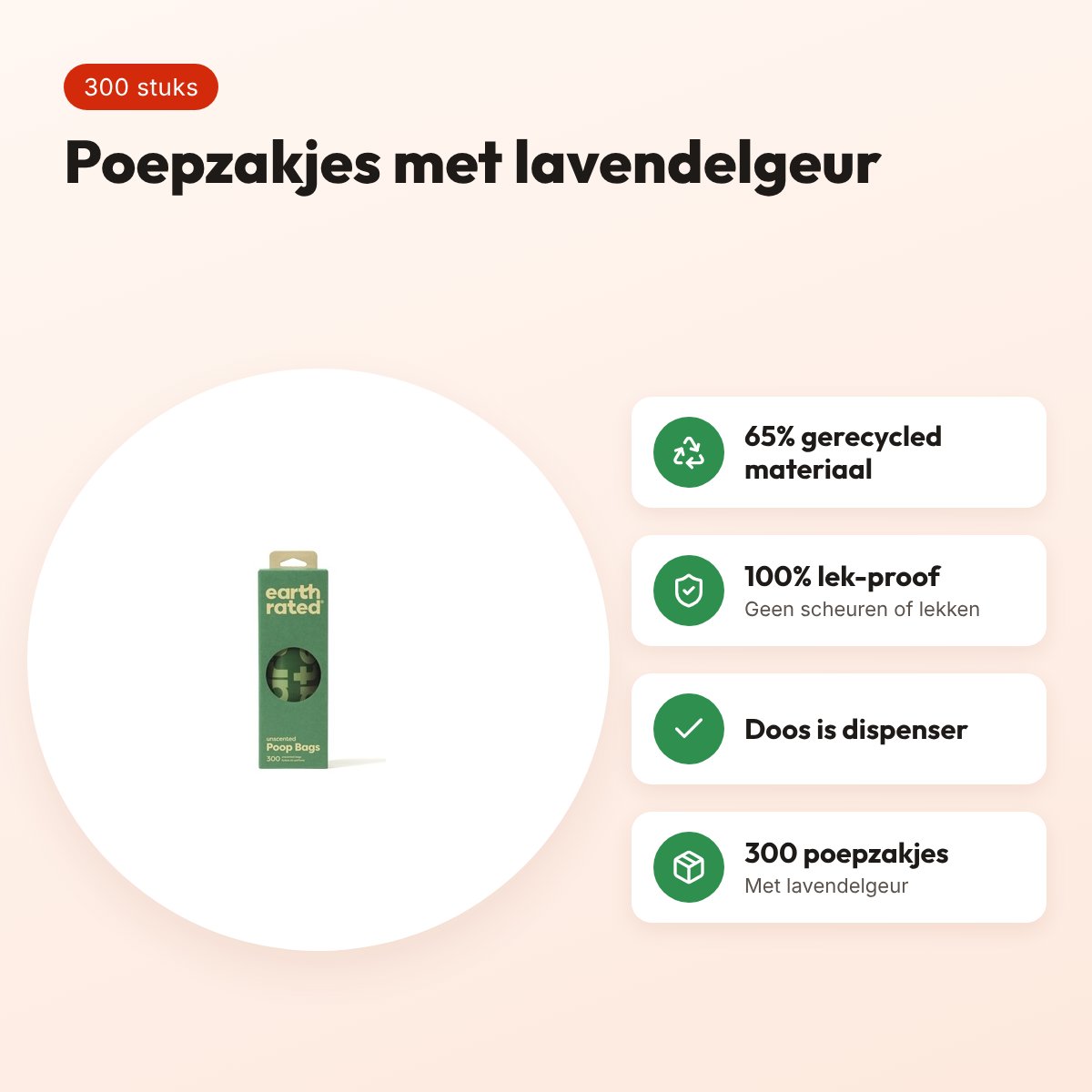 Earth Rated poepzakjes lavendel 300 stuks – 65% gerecycled – voordelen