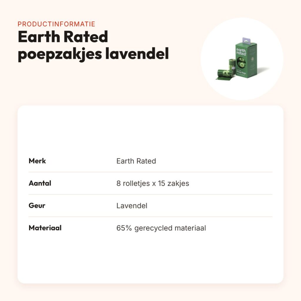 Earth Rated poepzakjes lavendel 8 x 15 stuks – gerecycled – productinformatie