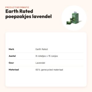 Earth Rated poepzakjes lavendel 8 x 15 stuks – gerecycled – productinformatie