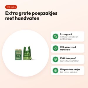 Earth Rated poepzakjes met handvaten geurloos 120 stuks – extra groot – voordelen