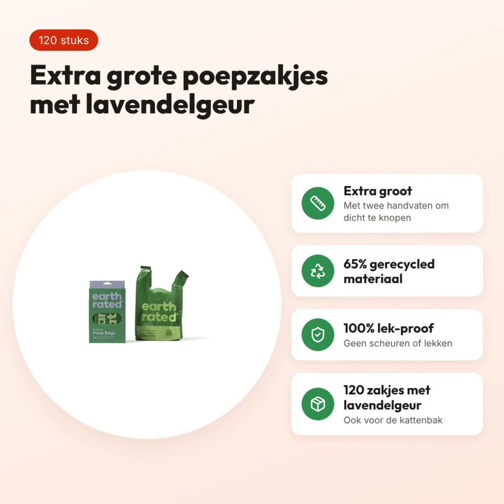 Earth Rated poepzakjes met handvaten lavendel 120 stuks – extra groot – voordelen