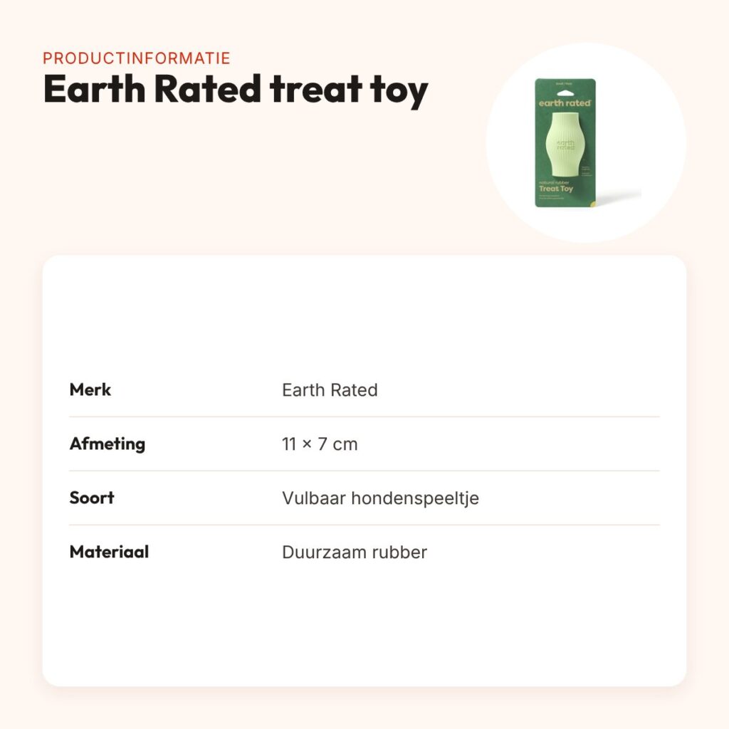 Earth Rated treat toy 11 x 7 cm – vulbaar rubber hondenspeeltje – productinformatie