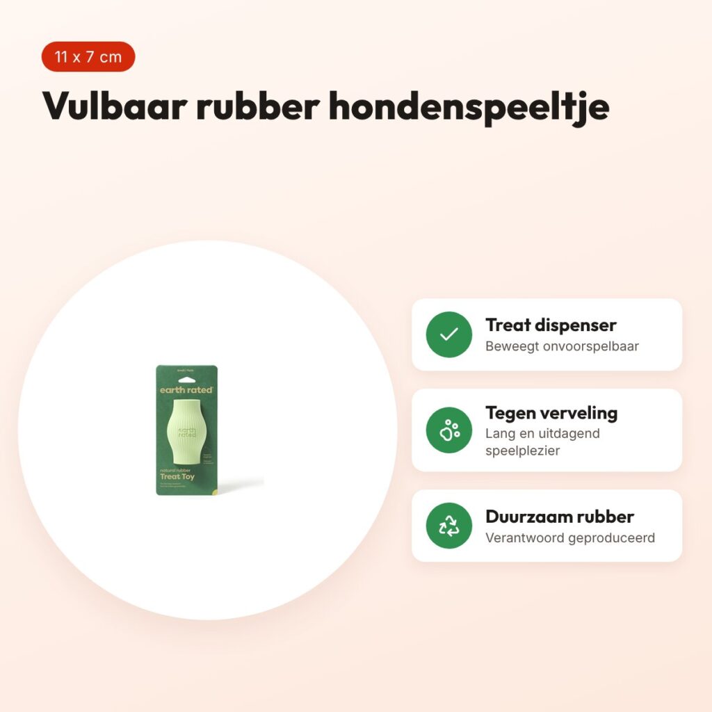 Earth Rated treat toy 11 x 7 cm – vulbaar rubber hondenspeeltje – voordelen