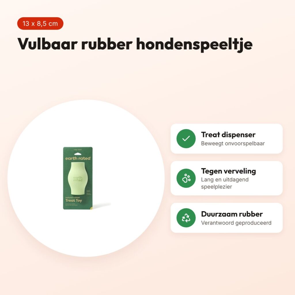 Earth Rated treat toy 13 x 8,5 cm – vulbaar rubber hondenspeeltje – voordelen