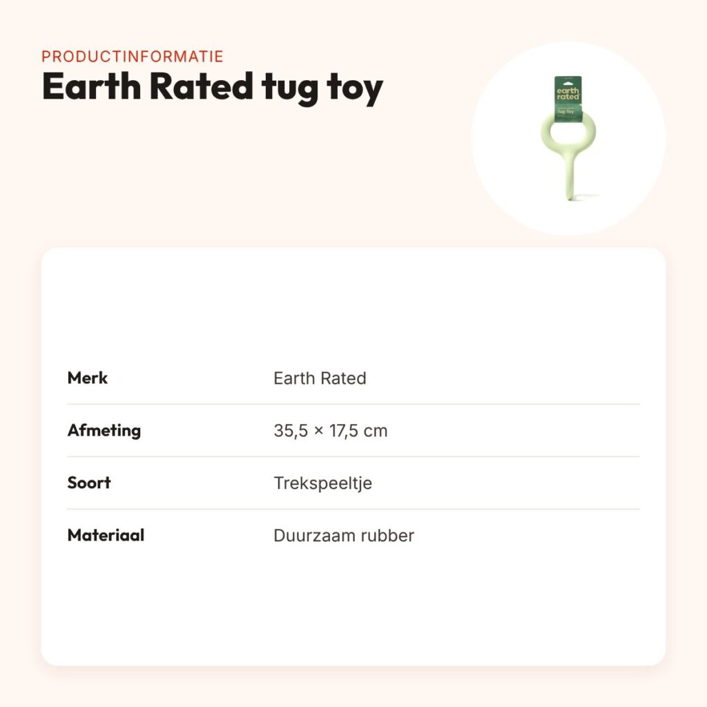 Earth Rated tug toy 35,5 x 17,5 x 17,5 cm – rubber trekspeeltje – productinformatie