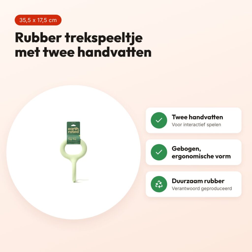 Earth Rated tug toy 35,5 x 17,5 x 17,5 cm – rubber trekspeeltje – voordelen