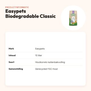 Easypets Biodegradable Classic houtkorrels kattenbakvulling 10 liter – productinformatie