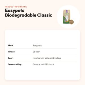 Easypets Biodegradable Classic houtkorrels kattenbakvulling 20 liter – productinformatie