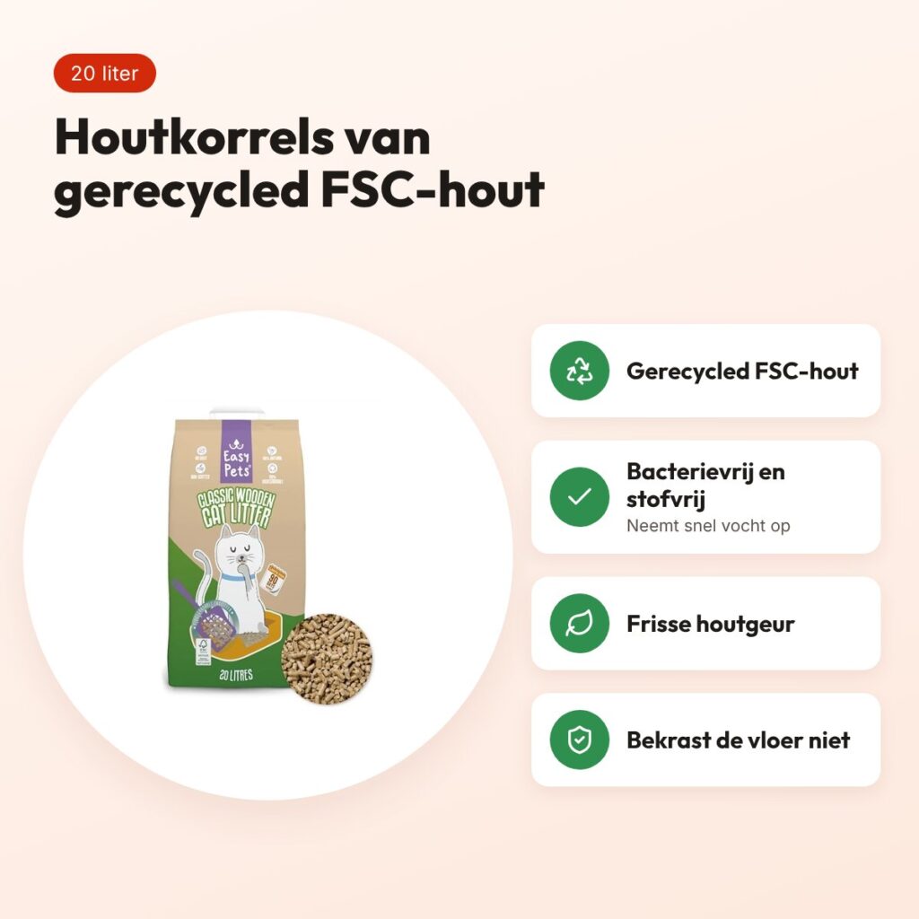 Easypets Biodegradable Classic houtkorrels kattenbakvulling 20 liter – voordelen