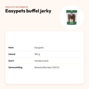 Easypets buffel jerky 180 g – gedroogde strips waterbuffel – productinformatie