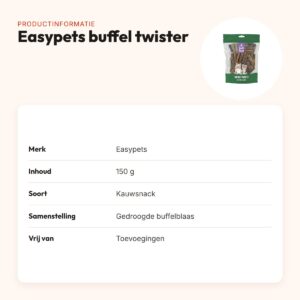 Easypets buffel twister 150 g – gedraaide kauwsticks van buffelblaas – productinformatie