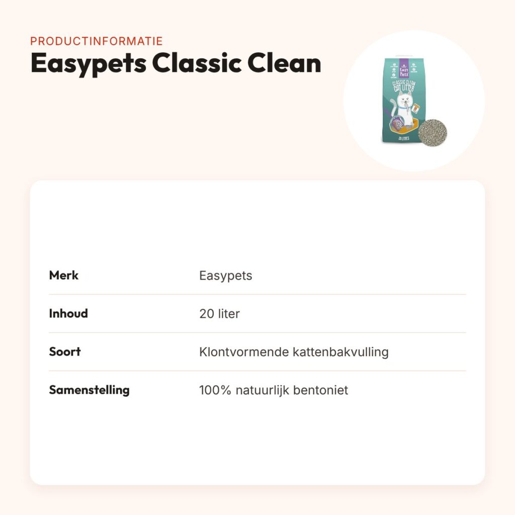 Easypets Classic Clean kattenbakvulling klontvormend bentoniet 20 liter – productinformatie