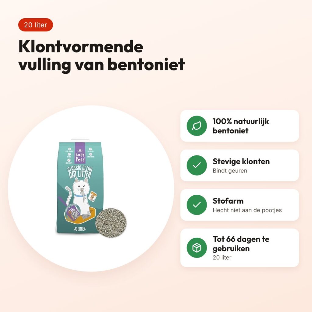 Easypets Classic Clean kattenbakvulling klontvormend bentoniet 20 liter – voordelen