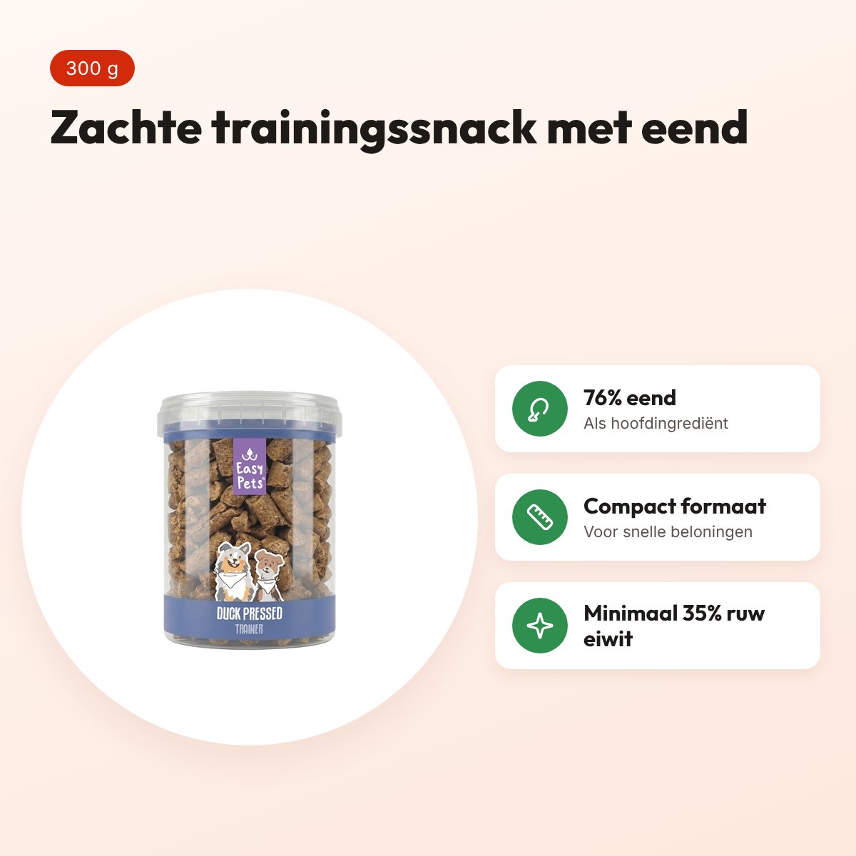 Easypets eend trainers 300 g – zachte trainingssnacks – voordelen